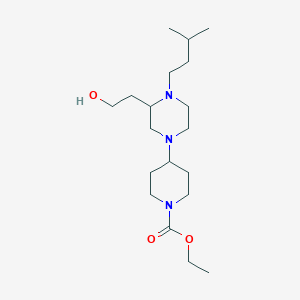 molecular formula C19H37N3O3 B4551724 ethyl 4-[3-(2-hydroxyethyl)-4-(3-methylbutyl)-1-piperazinyl]-1-piperidinecarboxylate 