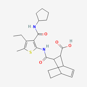 3-{[3-(Cyclopentylcarbamoyl)-4-ethyl-5-methylthiophen-2-yl]carbamoyl}bicyclo[2.2.2]oct-5-ene-2-carboxylic acid