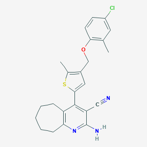 molecular formula C24H24ClN3OS B455181 2-amino-4-{4-[(4-chloro-2-methylphenoxy)methyl]-5-methyl-2-thienyl}-6,7,8,9-tetrahydro-5H-cyclohepta[b]pyridine-3-carbonitrile 