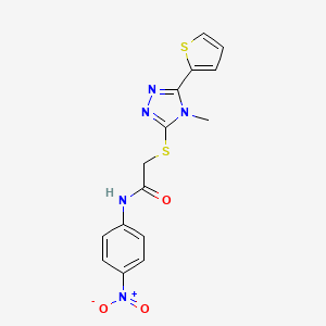 molecular formula C15H13N5O3S2 B4551900 2-{[4-METHYL-5-(2-THIENYL)-4H-1,2,4-TRIAZOL-3-YL]SULFANYL}-N-(4-NITROPHENYL)ACETAMIDE 