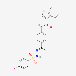 4-ethyl-N-(4-{N-[(4-fluorophenyl)sulfonyl]ethanehydrazonoyl}phenyl)-5-methyl-3-thiophenecarboxamide