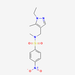 molecular formula C14H18N4O4S B4551996 N-[(1-ETHYL-5-METHYL-1H-PYRAZOL-4-YL)METHYL]-N-METHYL-4-NITRO-1-BENZENESULFONAMIDE 