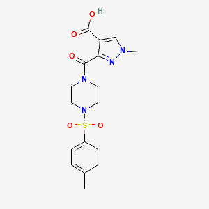 molecular formula C17H20N4O5S B4552000 1-Methyl-3-[4-(4-methylphenyl)sulfonylpiperazine-1-carbonyl]pyrazole-4-carboxylic acid 