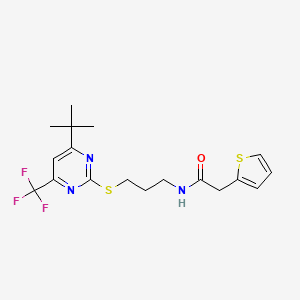 N-(3-{[4-tert-butyl-6-(trifluoromethyl)-2-pyrimidinyl]thio}propyl)-2-(2-thienyl)acetamide