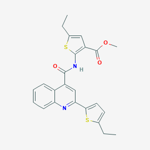 molecular formula C24H22N2O3S2 B455213 Methyl 5-ethyl-2-({[2-(5-ethyl-2-thienyl)-4-quinolinyl]carbonyl}amino)-3-thiophenecarboxylate 