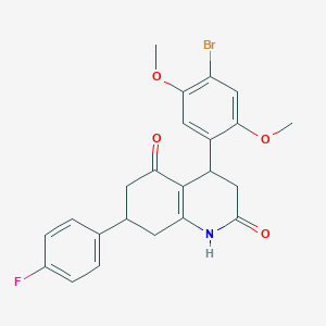 molecular formula C23H21BrFNO4 B4552143 4-(4-BROMO-2,5-DIMETHOXYPHENYL)-7-(4-FLUOROPHENYL)-1,2,3,4,5,6,7,8-OCTAHYDROQUINOLINE-2,5-DIONE 