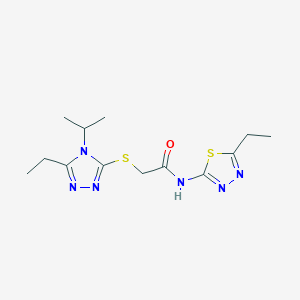 molecular formula C13H20N6OS2 B4552146 2-[(5-ETHYL-4-ISOPROPYL-4H-1,2,4-TRIAZOL-3-YL)SULFANYL]-N-(5-ETHYL-1,3,4-THIADIAZOL-2-YL)ACETAMIDE 