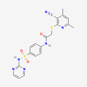 2-(3-cyano-4,6-dimethylpyridin-2-yl)sulfanyl-N-[4-(pyrimidin-2-ylsulfamoyl)phenyl]acetamide