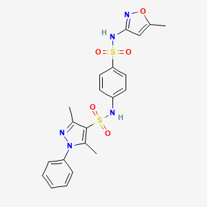 molecular formula C21H21N5O5S2 B4552223 3,5-dimethyl-N-(4-{[(5-methyl-3-isoxazolyl)amino]sulfonyl}phenyl)-1-phenyl-1H-pyrazole-4-sulfonamide 