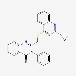 molecular formula C26H20N4OS B4552247 2-{[(2-cyclopropylquinazolin-4-yl)sulfanyl]methyl}-3-phenylquinazolin-4(3H)-one 