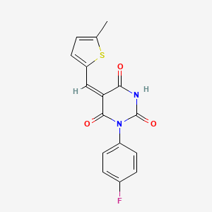 (5E)-1-(4-fluorophenyl)-5-[(5-methylthiophen-2-yl)methylidene]pyrimidine-2,4,6(1H,3H,5H)-trione