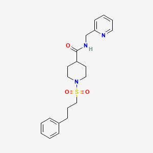 molecular formula C21H27N3O3S B4552284 1-(3-PHENYLPROPANESULFONYL)-N-(PYRIDIN-2-YLMETHYL)PIPERIDINE-4-CARBOXAMIDE 