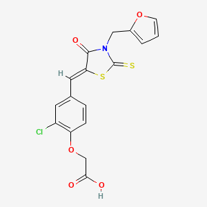 molecular formula C17H12ClNO5S2 B4552291 (2-chloro-4-{[3-(2-furylmethyl)-4-oxo-2-thioxo-1,3-thiazolidin-5-ylidene]methyl}phenoxy)acetic acid 