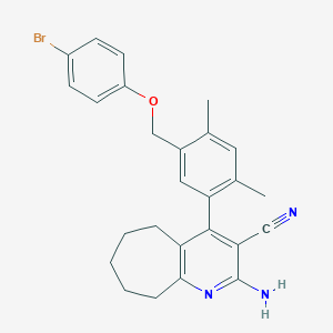 2-amino-4-{5-[(4-bromophenoxy)methyl]-2,4-dimethylphenyl}-6,7,8,9-tetrahydro-5H-cyclohepta[b]pyridine-3-carbonitrile