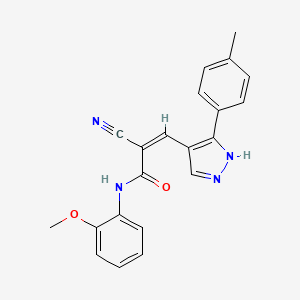 2-cyano-N-(2-methoxyphenyl)-3-[3-(4-methylphenyl)-1H-pyrazol-4-yl]acrylamide