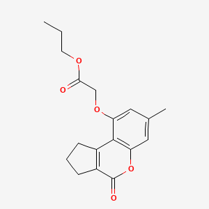 molecular formula C18H20O5 B4552327 PROPYL 2-({7-METHYL-4-OXO-1H,2H,3H,4H-CYCLOPENTA[C]CHROMEN-9-YL}OXY)ACETATE 