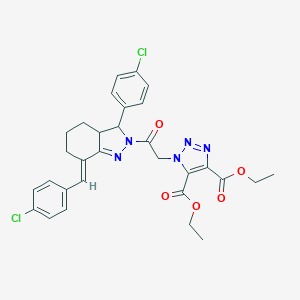 molecular formula C30H29Cl2N5O5 B455234 diethyl 1-{2-[7-(4-chlorobenzylidene)-3-(4-chlorophenyl)-3,3a,4,5,6,7-hexahydro-2H-indazol-2-yl]-2-oxoethyl}-1H-1,2,3-triazole-4,5-dicarboxylate 