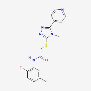 molecular formula C17H16FN5OS B4552364 N-(2-fluoro-5-methylphenyl)-2-{[4-methyl-5-(4-pyridinyl)-4H-1,2,4-triazol-3-yl]thio}acetamide 