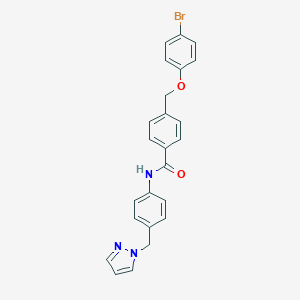 molecular formula C24H20BrN3O2 B455237 4-[(4-bromophenoxy)methyl]-N-[4-(1H-pyrazol-1-ylmethyl)phenyl]benzamide 
