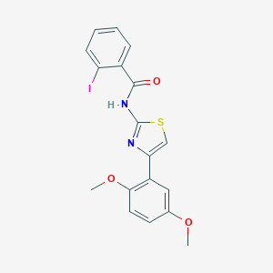 molecular formula C18H15IN2O3S B455244 N-[4-(2,5-dimethoxyphenyl)-1,3-thiazol-2-yl]-2-iodobenzamide 