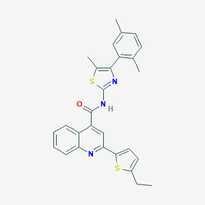 molecular formula C28H25N3OS2 B455245 N-[4-(2,5-dimethylphenyl)-5-methyl-1,3-thiazol-2-yl]-2-(5-ethylthiophen-2-yl)quinoline-4-carboxamide 