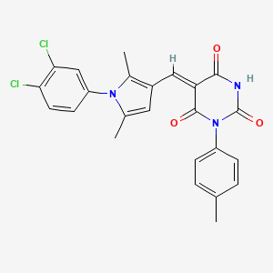 molecular formula C24H19Cl2N3O3 B4552469 (5Z)-5-{[1-(3,4-DICHLOROPHENYL)-2,5-DIMETHYL-1H-PYRROL-3-YL]METHYLIDENE}-1-(4-METHYLPHENYL)-1,3-DIAZINANE-2,4,6-TRIONE 