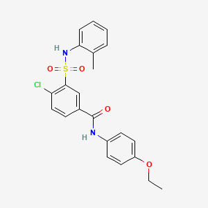 molecular formula C22H21ClN2O4S B4552485 4-chloro-N-(4-ethoxyphenyl)-3-[(2-methylphenyl)sulfamoyl]benzamide 