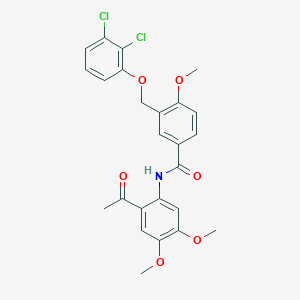 molecular formula C25H23Cl2NO6 B455249 N-(2-acetyl-4,5-dimethoxyphenyl)-3-[(2,3-dichlorophenoxy)methyl]-4-methoxybenzamide 