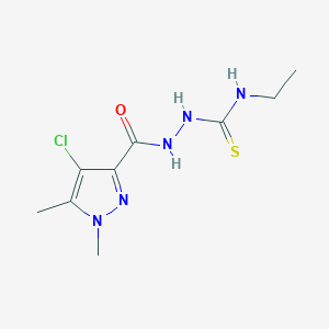 molecular formula C9H14ClN5OS B455252 2-[(4-chloro-1,5-dimethyl-1H-pyrazol-3-yl)carbonyl]-N-ethylhydrazinecarbothioamide 