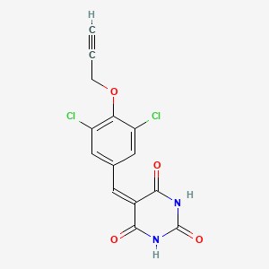 molecular formula C14H8Cl2N2O4 B4552531 5-[(3,5-Dichloro-4-prop-2-ynoxyphenyl)methylidene]-1,3-diazinane-2,4,6-trione 