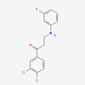 molecular formula C15H12Cl2FNO B4552637 1-(3,4-Dichlorophenyl)-3-(3-fluoroanilino)propan-1-one 