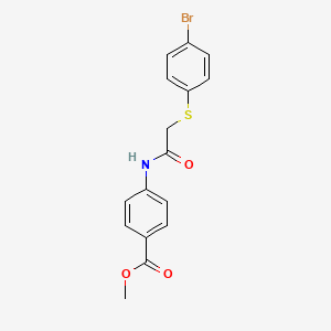 molecular formula C16H14BrNO3S B4552644 methyl 4-({[(4-bromophenyl)thio]acetyl}amino)benzoate 