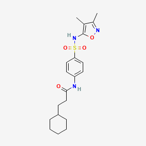 molecular formula C20H27N3O4S B4552705 3-CYCLOHEXYL-N-{4-[(3,4-DIMETHYL-5-ISOXAZOLYL)SULFAMOYL]PHENYL}PROPANAMIDE 