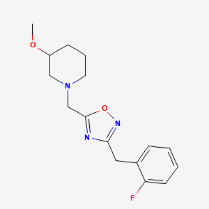 molecular formula C16H20FN3O2 B4552723 1-{[3-(2-fluorobenzyl)-1,2,4-oxadiazol-5-yl]methyl}-3-methoxypiperidine 