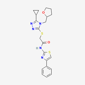 2-{[5-cyclopropyl-4-(tetrahydrofuran-2-ylmethyl)-4H-1,2,4-triazol-3-yl]sulfanyl}-N-(4-phenyl-1,3-thiazol-2-yl)acetamide