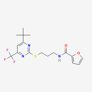 molecular formula C17H20F3N3O2S B4552800 N-(3-{[4-tert-butyl-6-(trifluoromethyl)-2-pyrimidinyl]thio}propyl)-2-furamide 