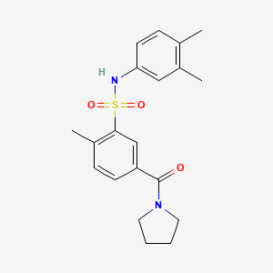 molecular formula C20H24N2O3S B4552807 N-(3,4-dimethylphenyl)-2-methyl-5-(1-pyrrolidinylcarbonyl)benzenesulfonamide 