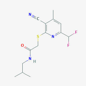 molecular formula C14H17F2N3OS B4552842 2-{[3-CYANO-6-(DIFLUOROMETHYL)-4-METHYL-2-PYRIDYL]SULFANYL}-N~1~-ISOBUTYLACETAMIDE 