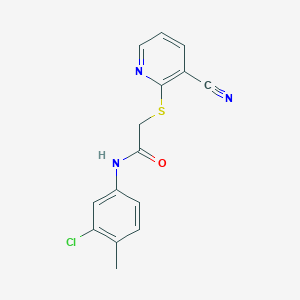 N-(3-chloro-4-methylphenyl)-2-[(3-cyano-2-pyridinyl)thio]acetamide