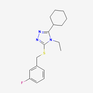 molecular formula C17H22FN3S B4552878 3-cyclohexyl-4-ethyl-5-[(3-fluorobenzyl)sulfanyl]-4H-1,2,4-triazole 