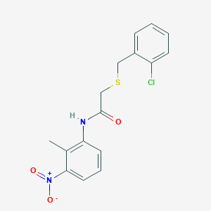 molecular formula C16H15ClN2O3S B4552935 2-[(2-chlorobenzyl)thio]-N-(2-methyl-3-nitrophenyl)acetamide 