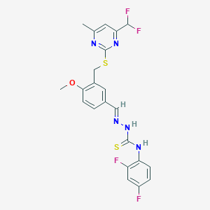 molecular formula C22H19F4N5OS2 B4552944 3-({[4-(difluoromethyl)-6-methyl-2-pyrimidinyl]thio}methyl)-4-methoxybenzaldehyde N-(2,4-difluorophenyl)thiosemicarbazone 