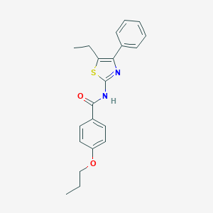 molecular formula C21H22N2O2S B455295 N-(5-ethyl-4-phenyl-1,3-thiazol-2-yl)-4-propoxybenzamide 