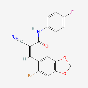 molecular formula C17H10BrFN2O3 B4553024 (Z)-3-(6-bromo-1,3-benzodioxol-5-yl)-2-cyano-N-(4-fluorophenyl)prop-2-enamide 