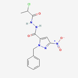 1-benzyl-N'-(2-chloropropanoyl)-3-nitro-1H-pyrazole-5-carbohydrazide