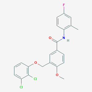 molecular formula C22H18Cl2FNO3 B455303 3-[(2,3-dichlorophenoxy)methyl]-N-(4-fluoro-2-methylphenyl)-4-methoxybenzamide 