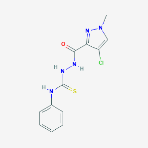 molecular formula C12H12ClN5OS B455307 2-[(4-chloro-1-methyl-1H-pyrazol-3-yl)carbonyl]-N-phenylhydrazinecarbothioamide 