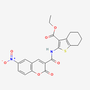 molecular formula C21H18N2O7S B4553078 ethyl 2-{[(6-nitro-2-oxo-2H-chromen-3-yl)carbonyl]amino}-4,5,6,7-tetrahydro-1-benzothiophene-3-carboxylate 