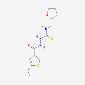 molecular formula C13H19N3O2S2 B455314 2-[(5-ethyl-3-thienyl)carbonyl]-N-(tetrahydro-2-furanylmethyl)hydrazinecarbothioamide 
