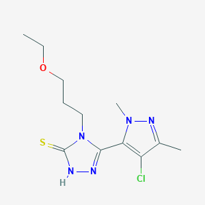 molecular formula C12H18ClN5OS B455320 5-(4-chloro-1,3-dimethyl-1H-pyrazol-5-yl)-4-(3-ethoxypropyl)-4H-1,2,4-triazole-3-thiol 